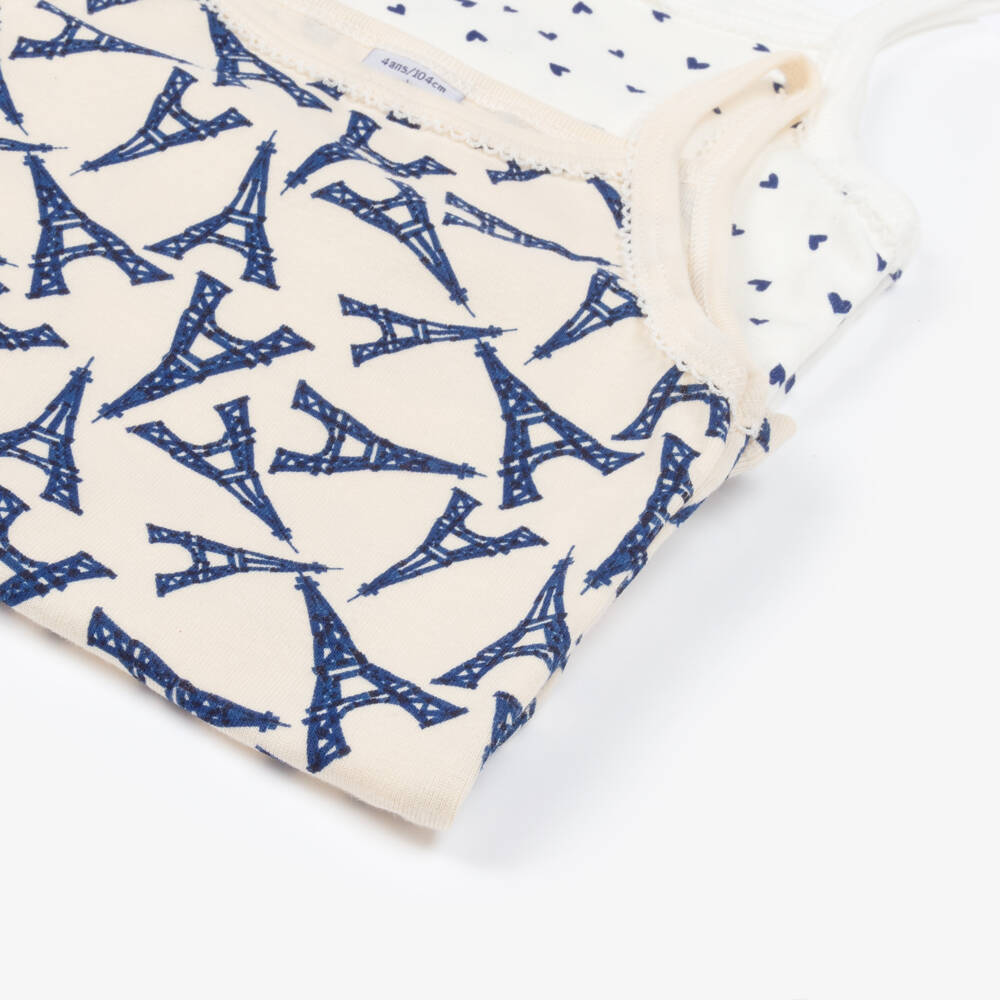 Petit Bateau-Girls Ivory Cotton Vest Tops Set | Childrensalon Outlet