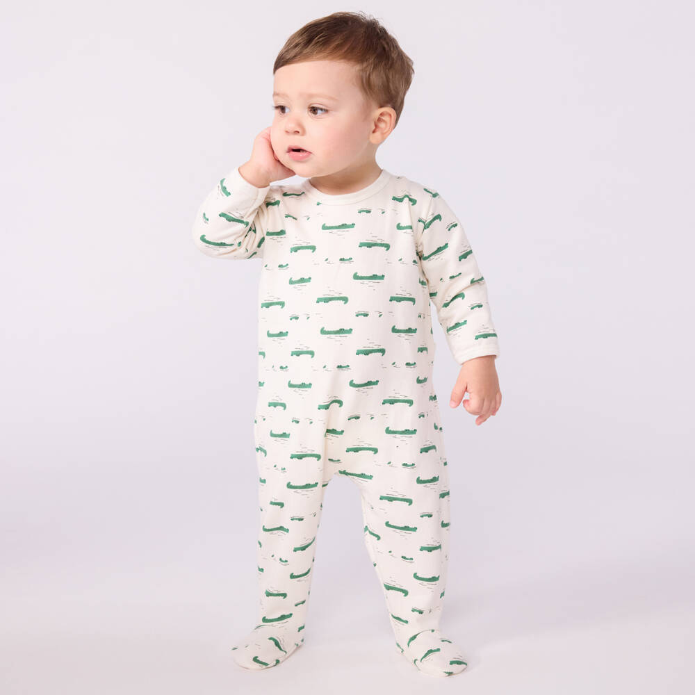 Petit Bateau-Girls Ivory Crocodile Babysuit | Childrensalon Outlet