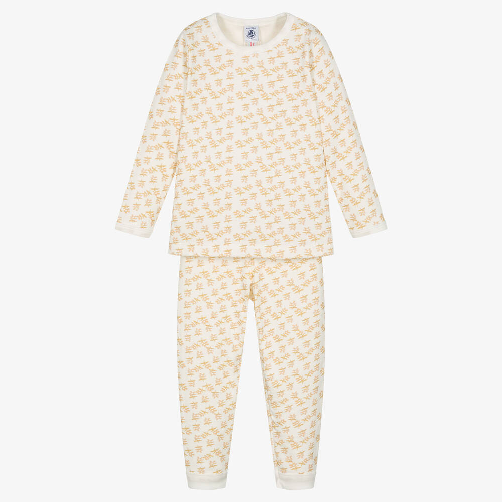 Petit Bateau - Girls Ivory Ditsy Floral Cotton Pyjamas | Childrensalon