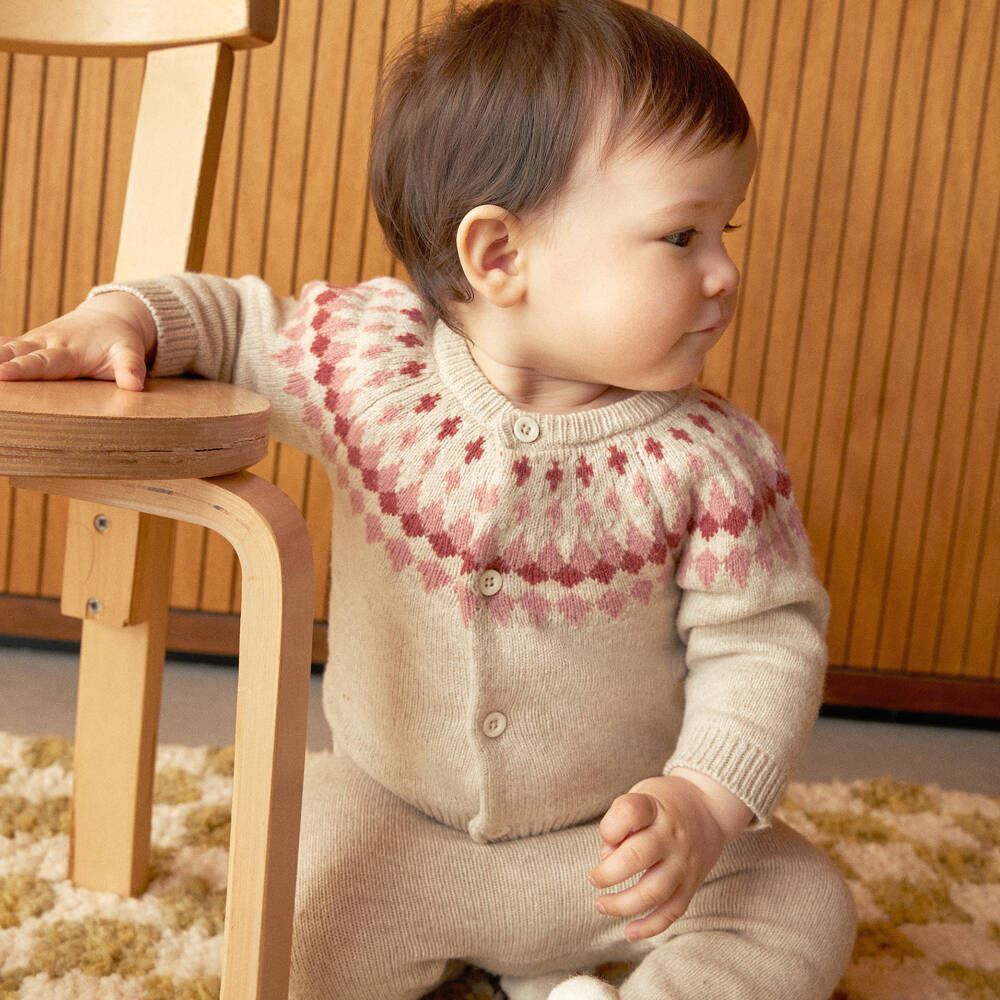 Petit Bateau-Girls Ivory Fairisle Knit Set | Childrensalon Outlet