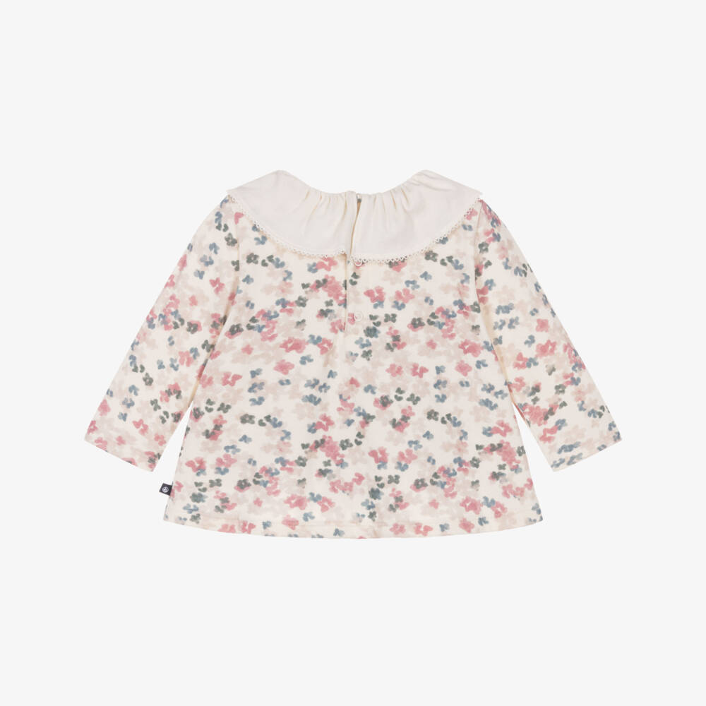 Petit Bateau-Girls Ivory Floral Blouse | Childrensalon Outlet