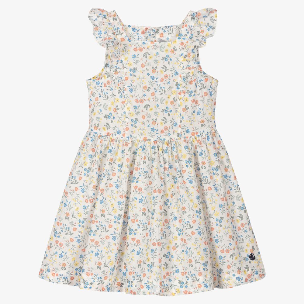 Petit Bateau - Girls Ivory Floral Dress | Childrensalon