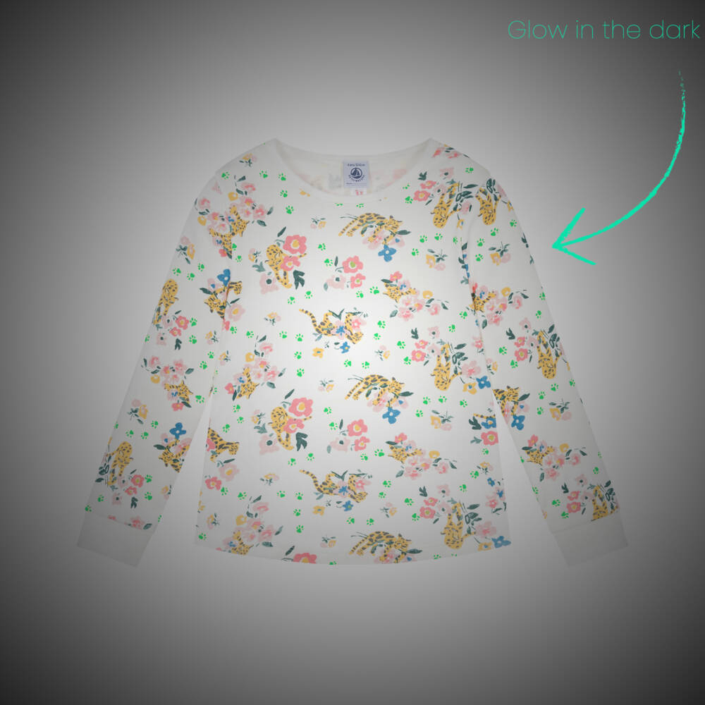 Petit Bateau-Girls Ivory Floral Leopard Cotton Pyjamas | Childrensalon Outlet