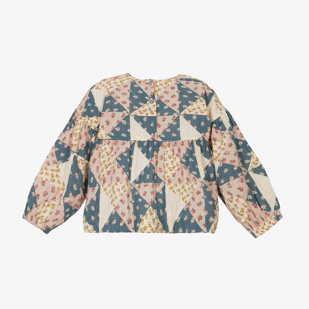 Petit Bateau-Кремовая блузка из органического хлопка в цветочек | Childrensalon Outlet