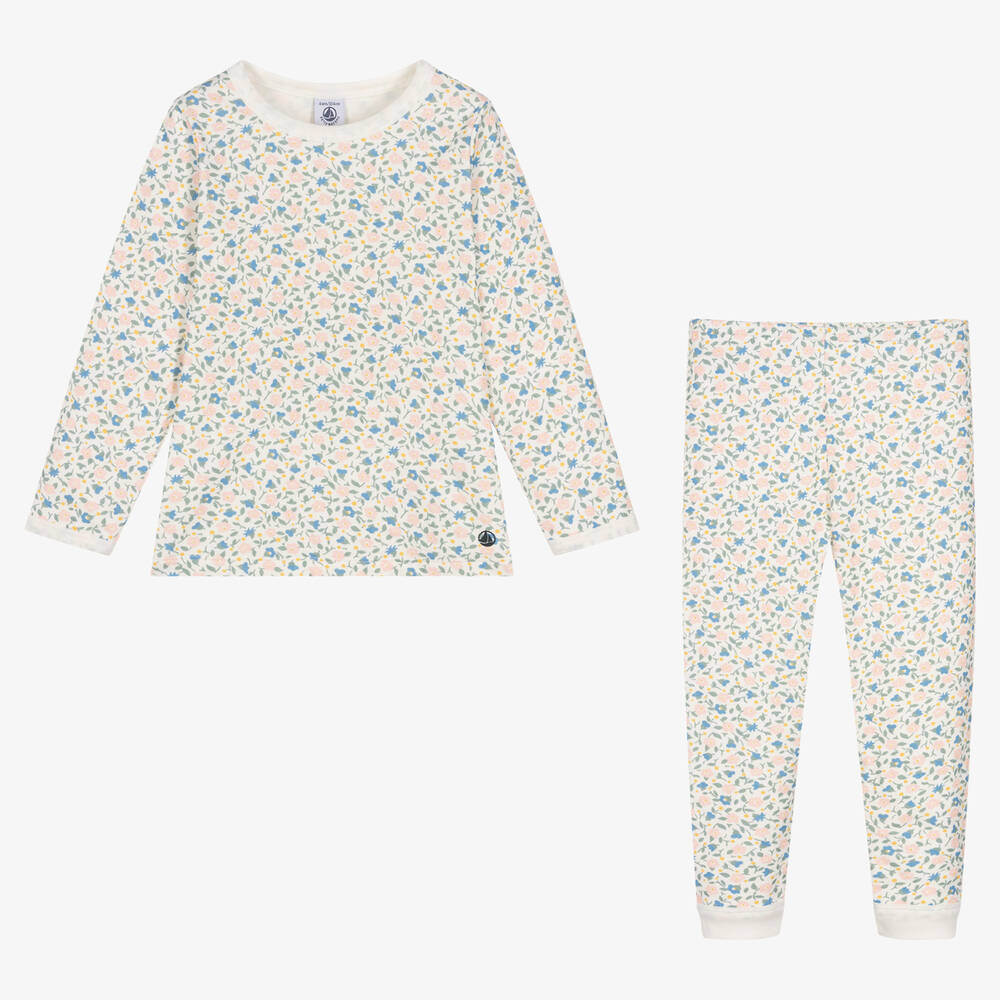 Petit Bateau-Кремовая пижама из органического хлопка в цветочек | Childrensalon Outlet
