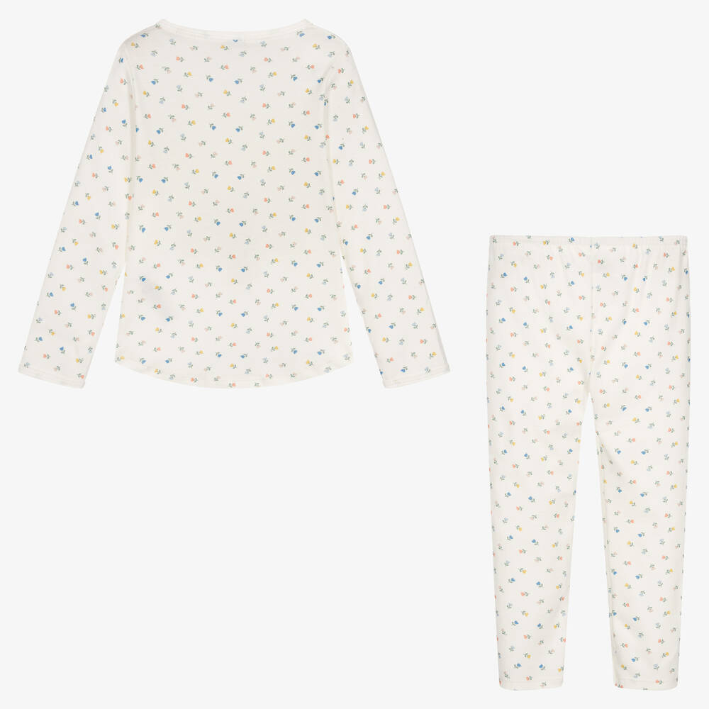 Petit Bateau-Кремовая пижама из органического хлопка в цветочек | Childrensalon Outlet