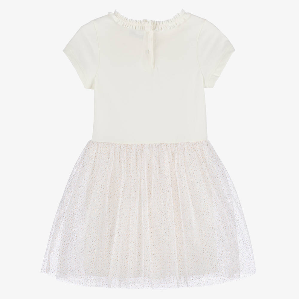 Petit Bateau-Girls Ivory & Gold Sparkle Tulle Gown | Childrensalon Outlet