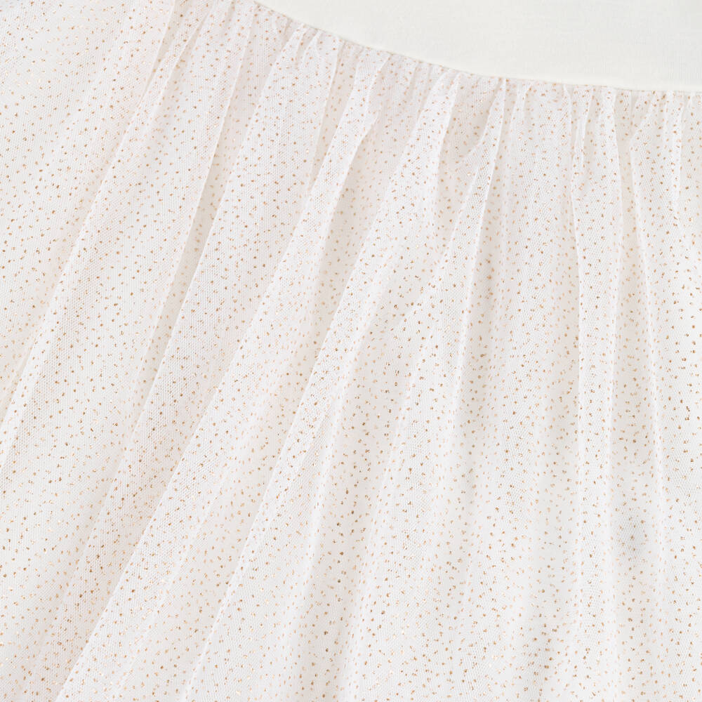 Petit Bateau-Girls Ivory & Gold Sparkle Tulle Gown | Childrensalon Outlet