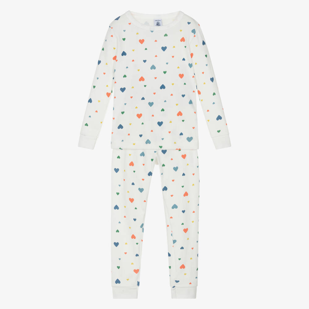 Petit Bateau-Кремовые хлопковые пижамы с сердечками для девочек | Childrensalon Outlet