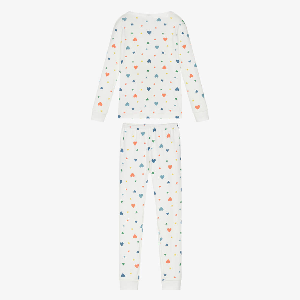 Petit Bateau-Кремовые хлопковые пижамы с сердечками для девочек | Childrensalon Outlet