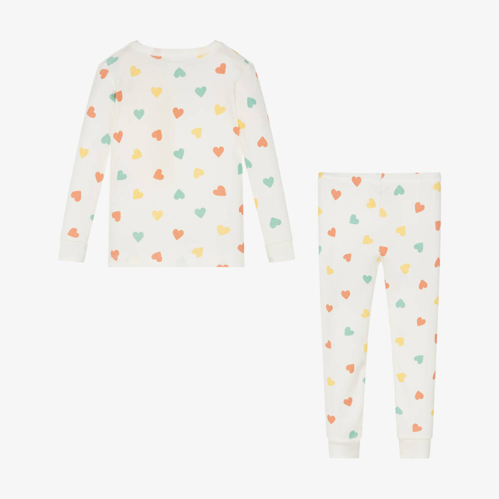 Petit Bateau-طقم نوم عاجي للبنات مزين بقلوب | Childrensalon Outlet