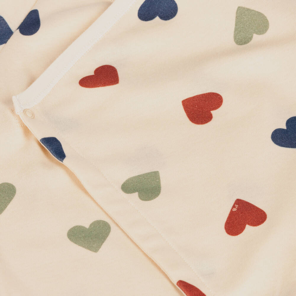 Petit Bateau-Girls Ivory Heart Organic Cotton Babygrow | Childrensalon Outlet