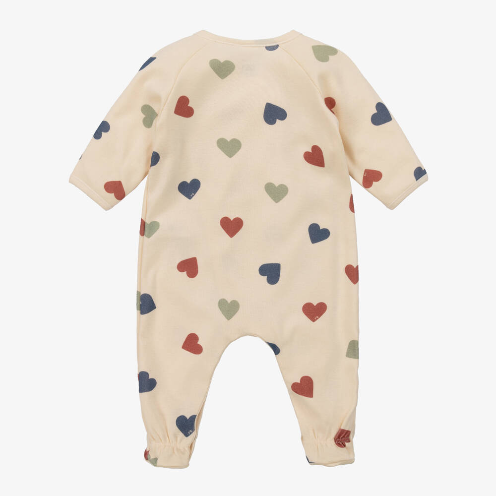 Petit Bateau-Girls Ivory Heart Organic Cotton Babygrow | Childrensalon Outlet