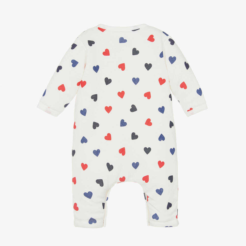 Petit Bateau-أفرول بيبي غرو بطبعة قلوب قطن عضوي لون عاجي | Childrensalon Outlet