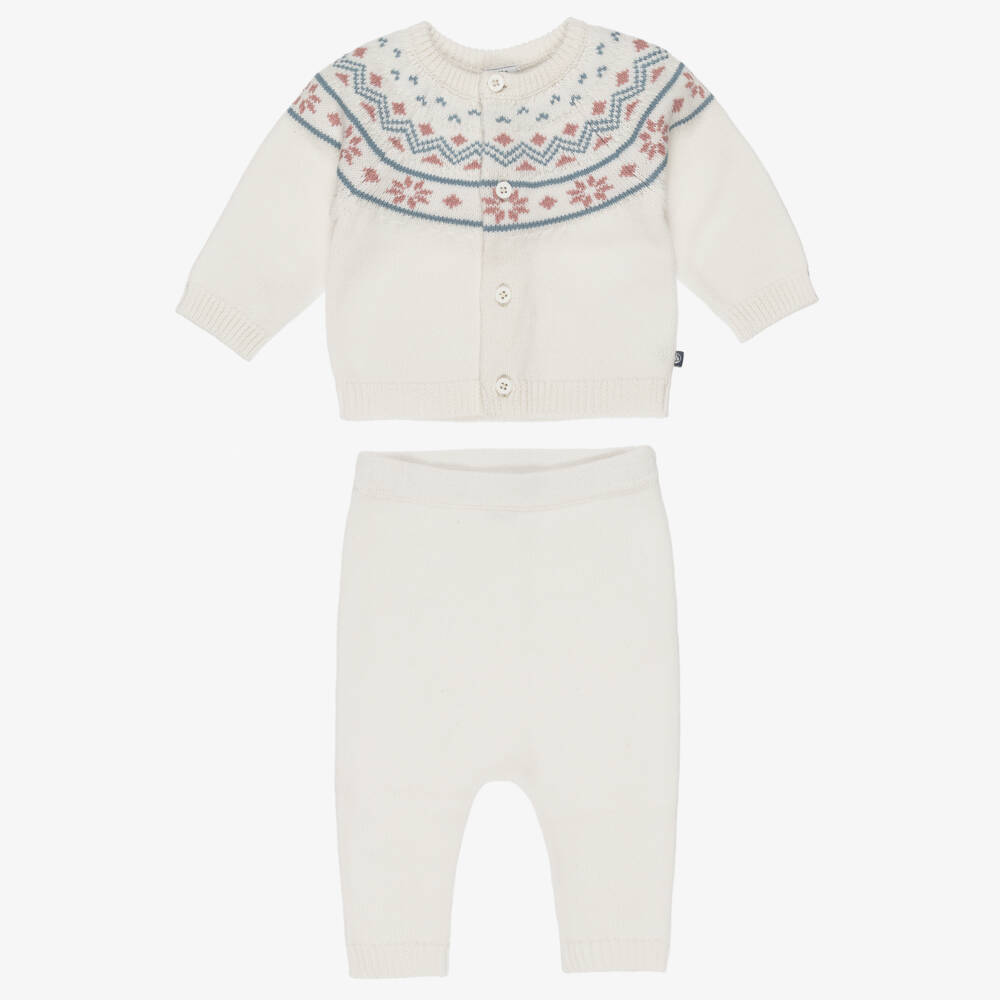 Petit Bateau-Girls Ivory Knitted Trouser Ensemble | Childrensalon Outlet