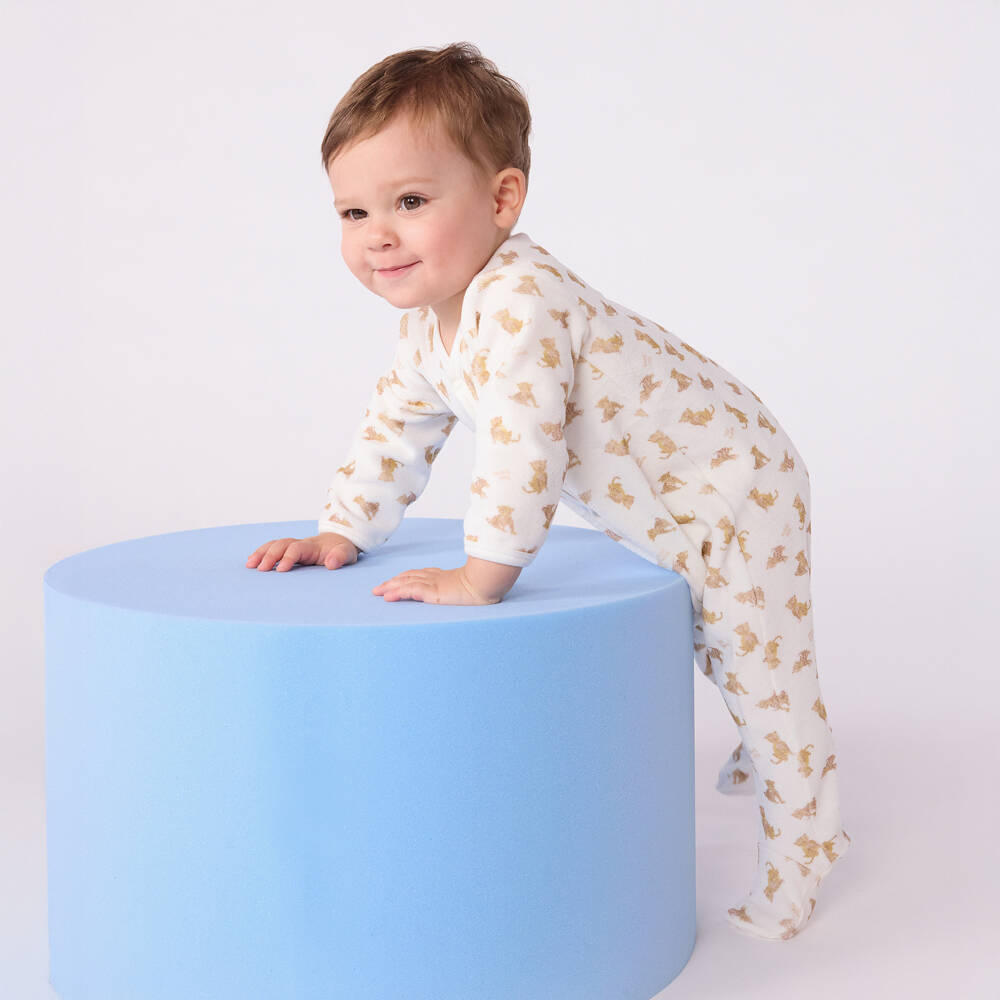 Petit Bateau-Girls Ivory Leopard Sleepsuit | Childrensalon Outlet