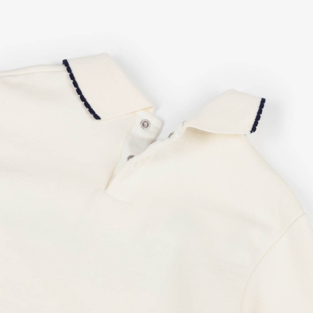 Petit Bateau-Girls Ivory Organic Cotton Collared Sweatshirt | Childrensalon Outlet