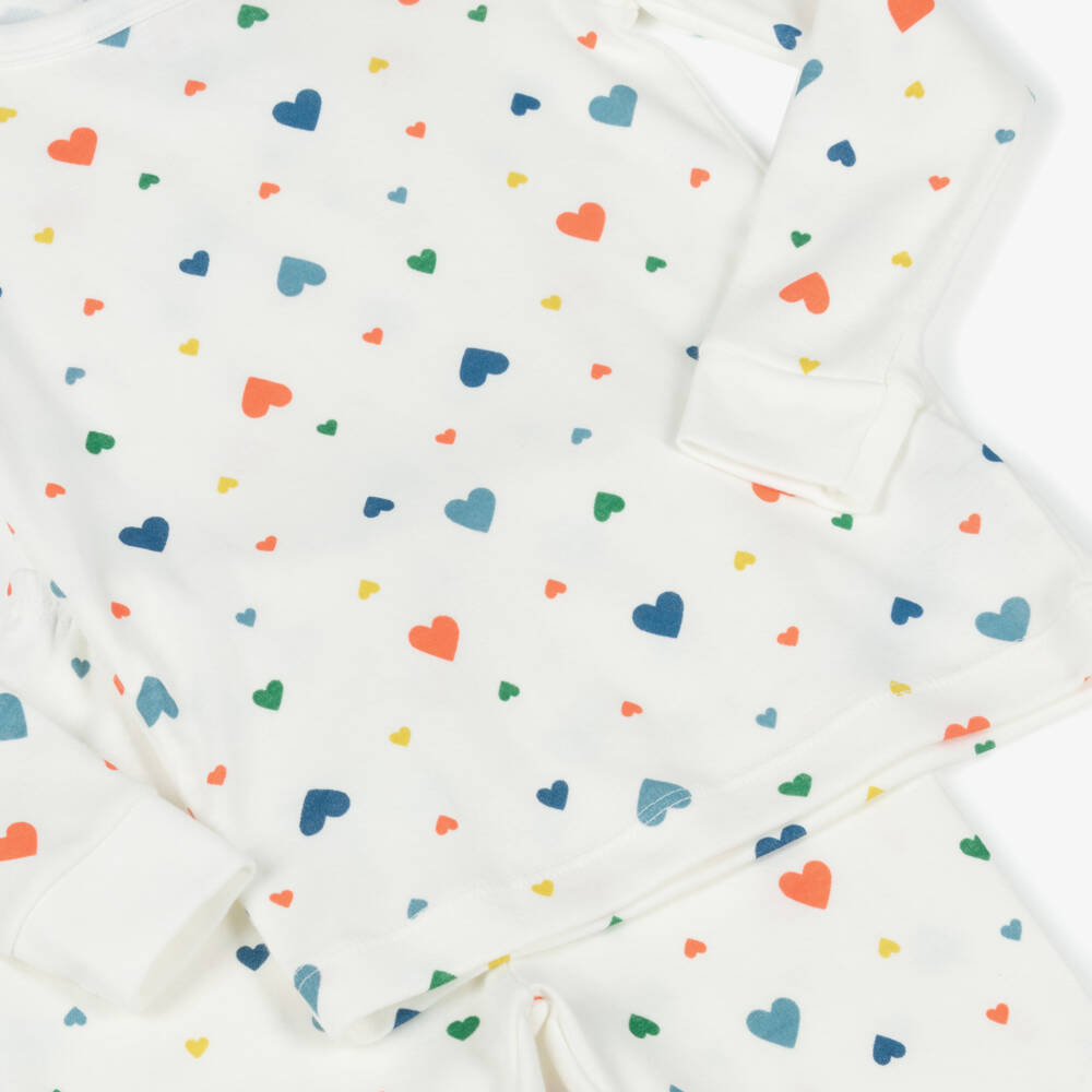 Petit Bateau-بيجاما قطنية عاجية للبنات بنقشة قلب | Childrensalon Outlet