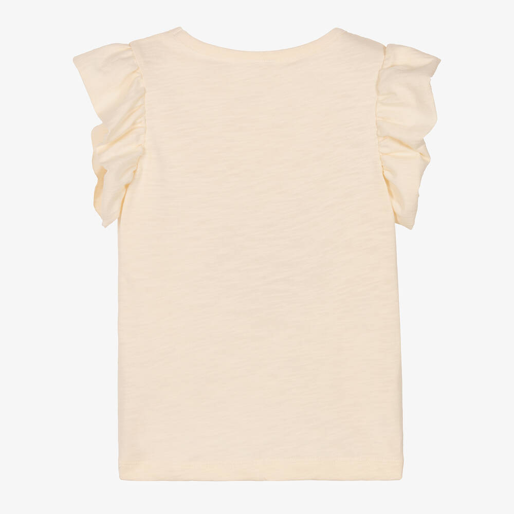 Petit Bateau-Girls Ivory Organic Cotton T-Shirt | Childrensalon Outlet