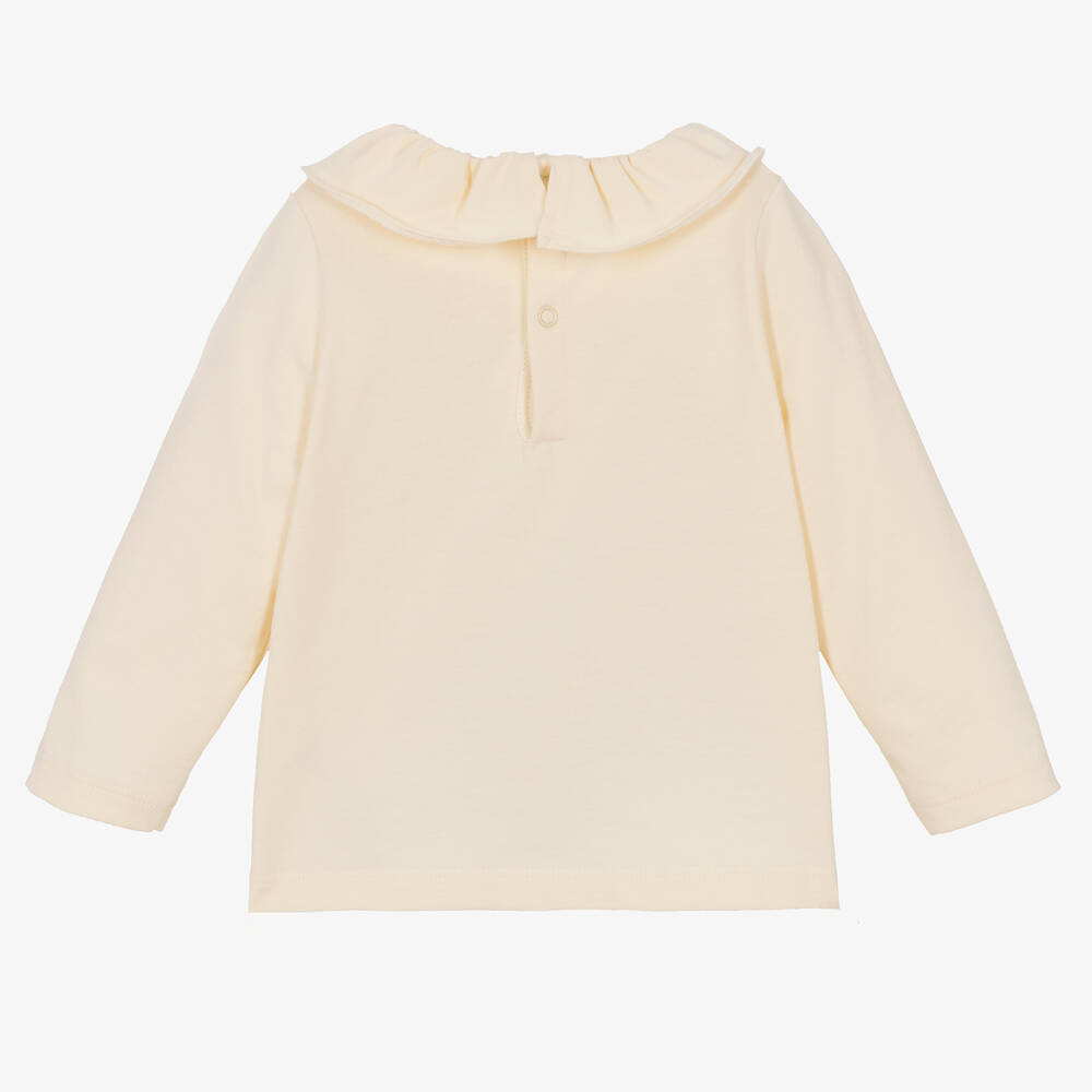 Petit Bateau-توب أطفال بناتي قطن عضوي لون عاجي | Childrensalon Outlet