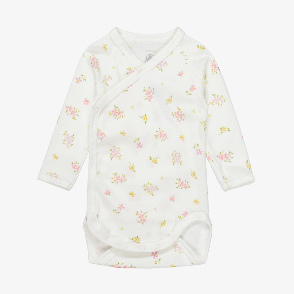Petit Bateau-Girls Ivory & Pale Pink Cotton Baby Bodyvests (5 Pack) | Childrensalon Outlet