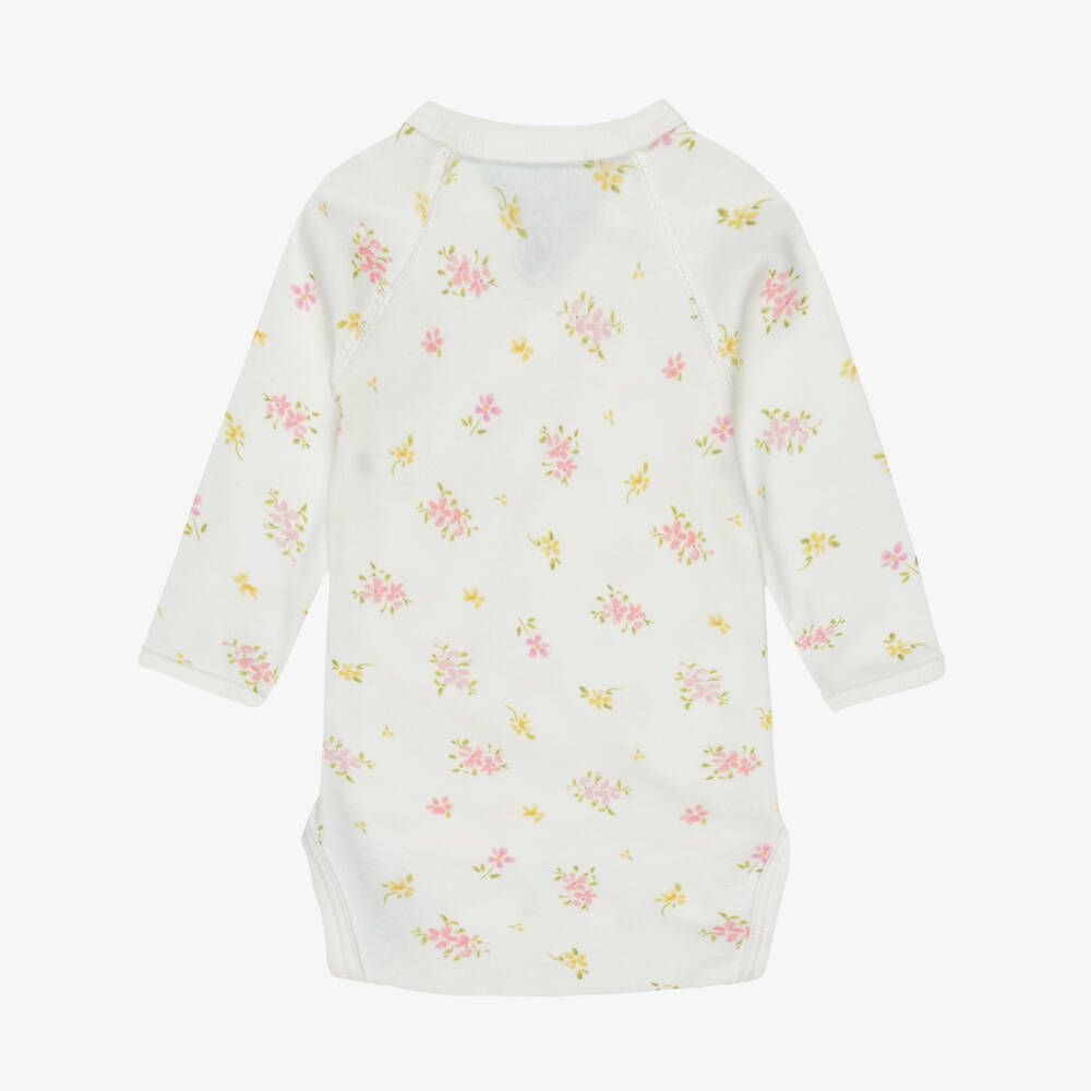 Petit Bateau-Girls Ivory & Pale Pink Cotton Baby Bodyvests (5 Pack) | Childrensalon Outlet