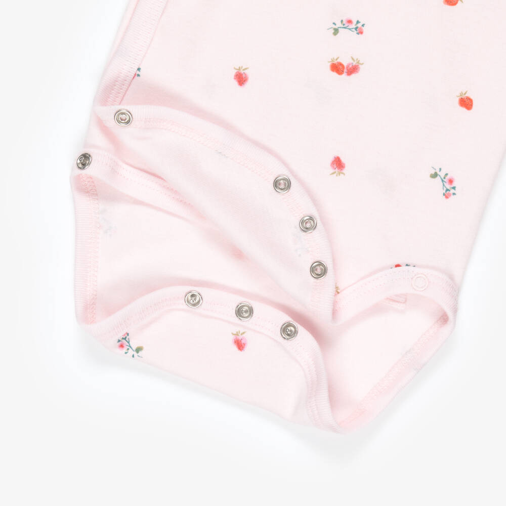 Petit Bateau-Girls Ivory & Pale Pink Cotton Baby Bodyvests (5 Pack) | Childrensalon Outlet