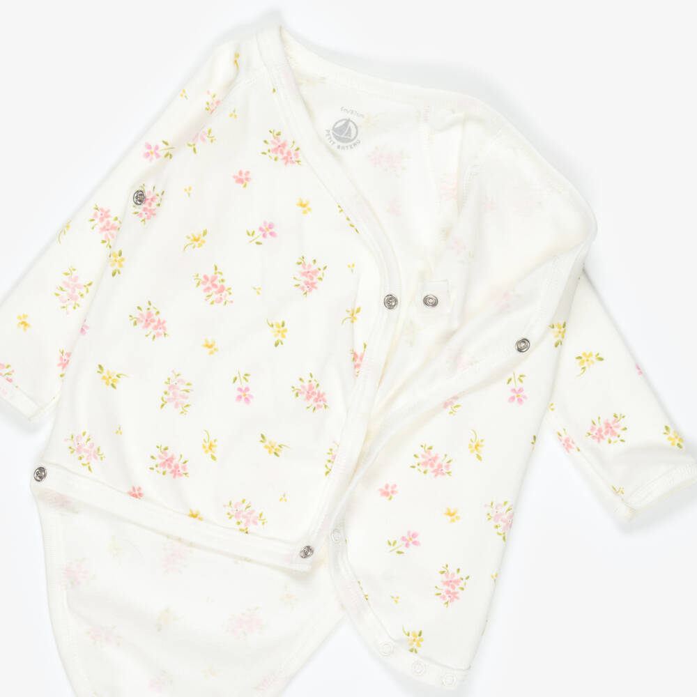 Petit Bateau-Girls Ivory & Pale Pink Cotton Baby Bodyvests (5 Pack) | Childrensalon Outlet