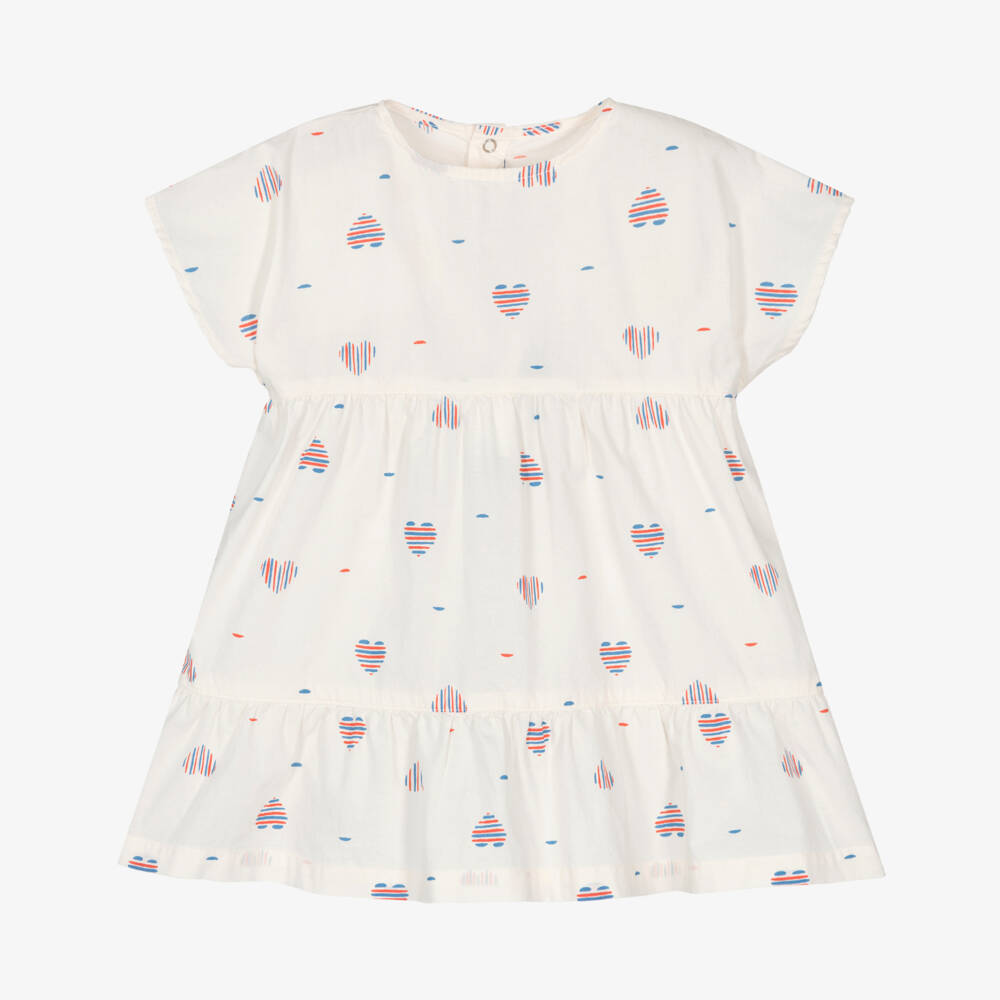 Petit Bateau-Girls Ivory Poplin Heart Ensemble | Childrensalon Outlet