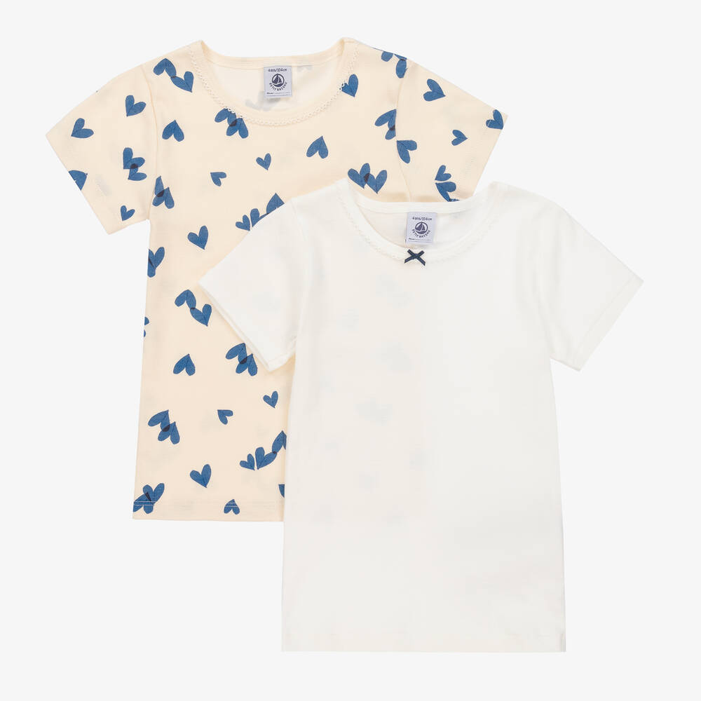 Petit Bateau - Girls Ivory Vest T-Shirts (2 Pack) | Childrensalon