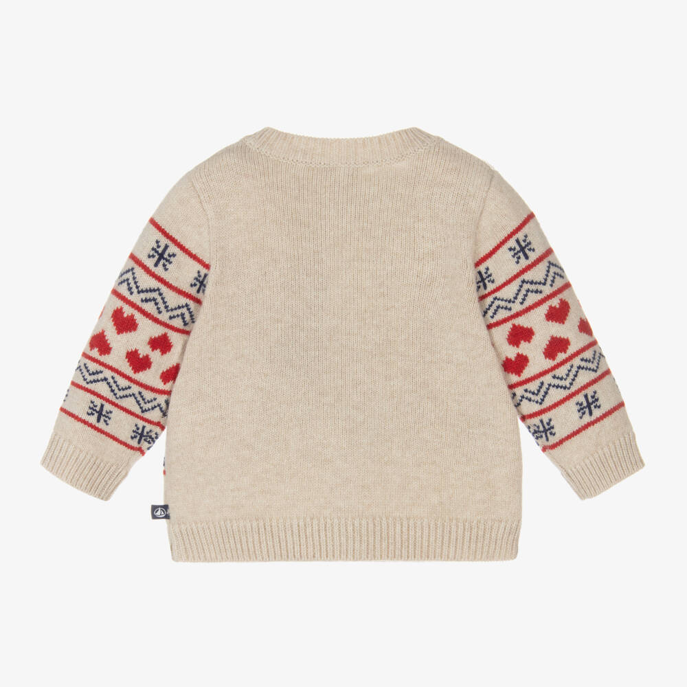 Petit Bateau-Girls Ivory Wool Blend Cardigan | Childrensalon Outlet