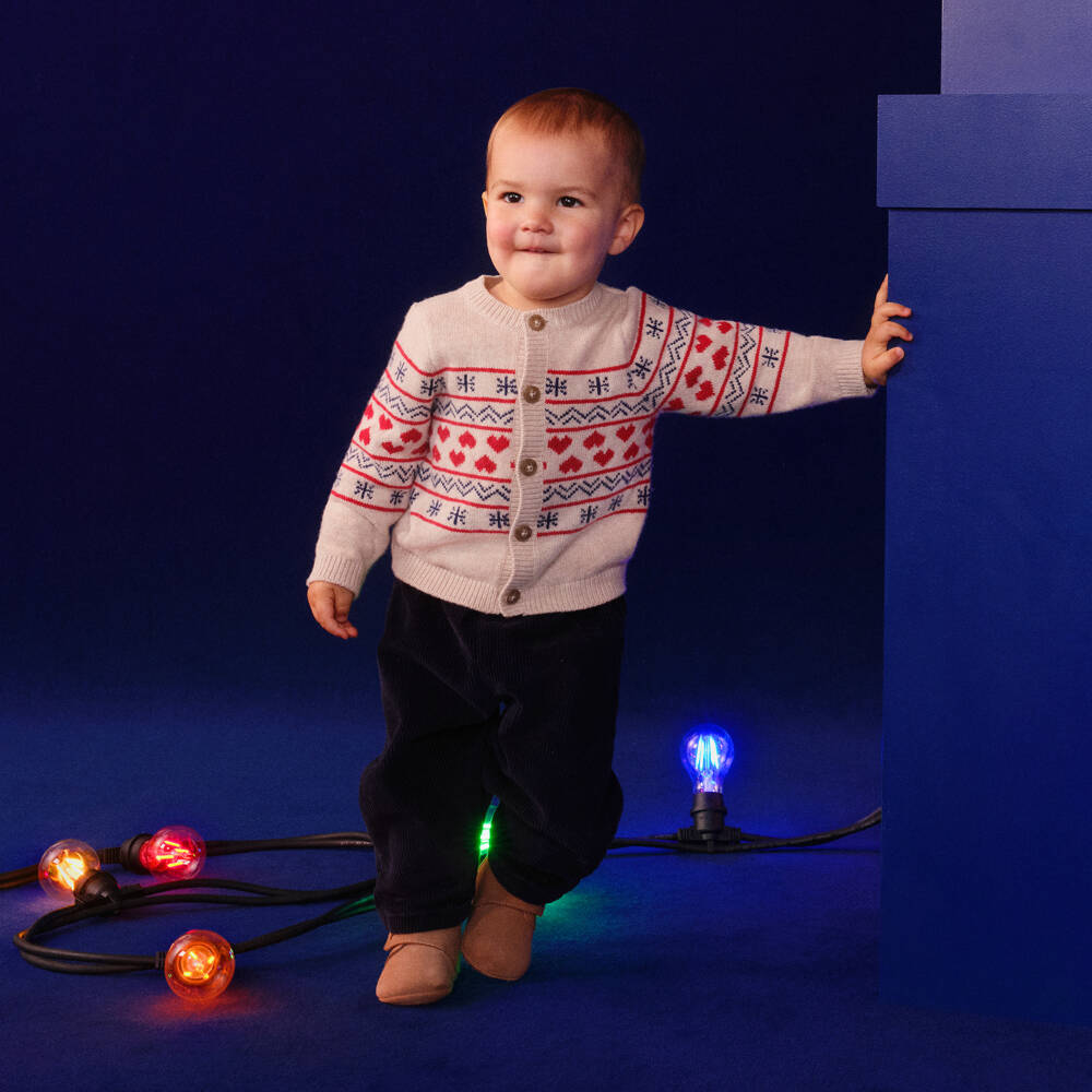 Petit Bateau-Girls Ivory Wool Blend Cardigan | Childrensalon Outlet