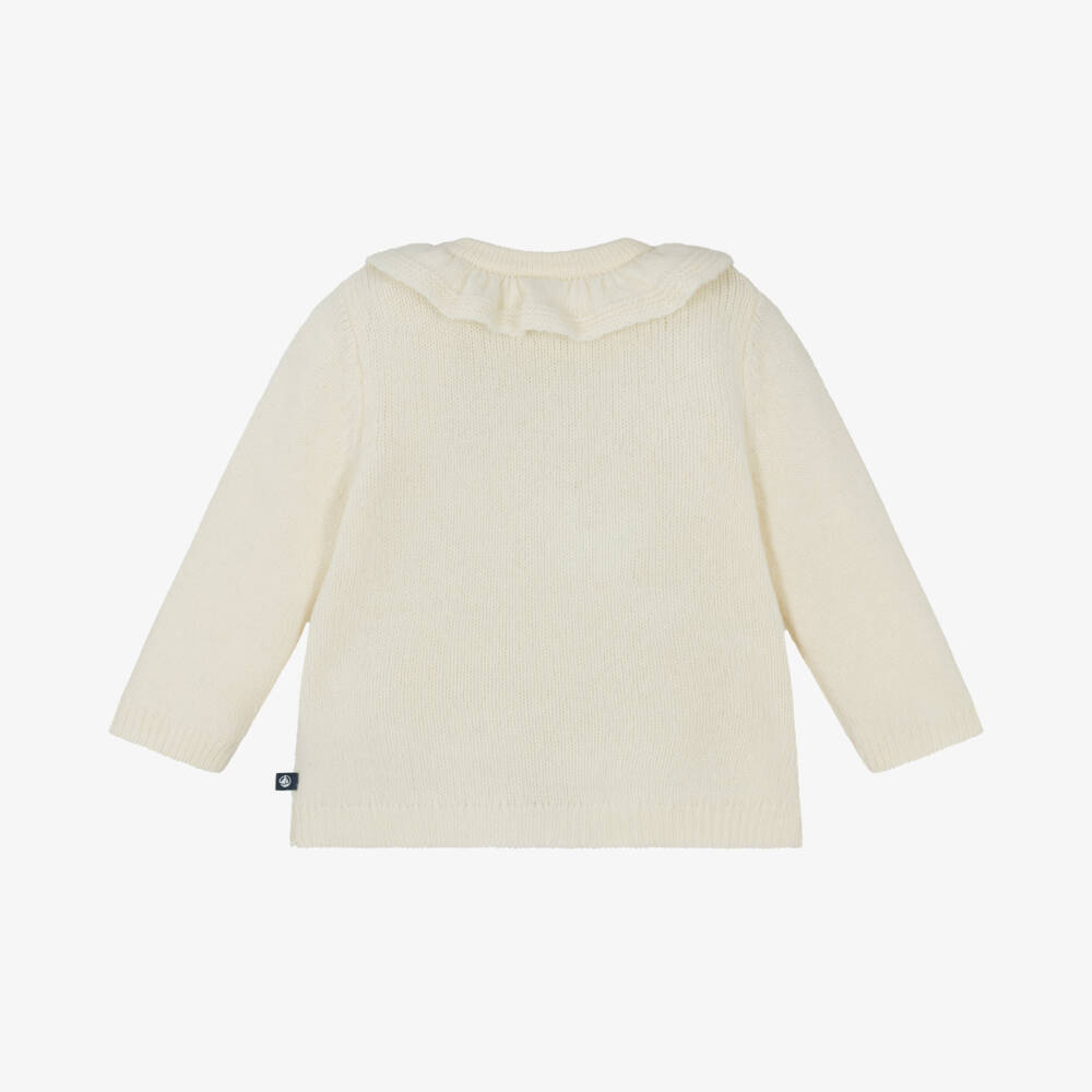 Petit Bateau-Girls Ivory Wool Knit Cardigan | Childrensalon Outlet
