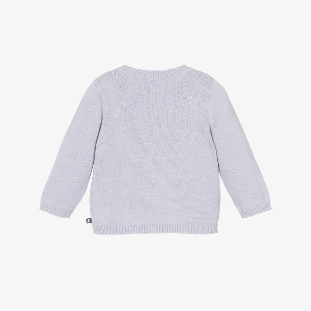 Petit Bateau-Girls Lavender Knit Cardigan | Childrensalon Outlet