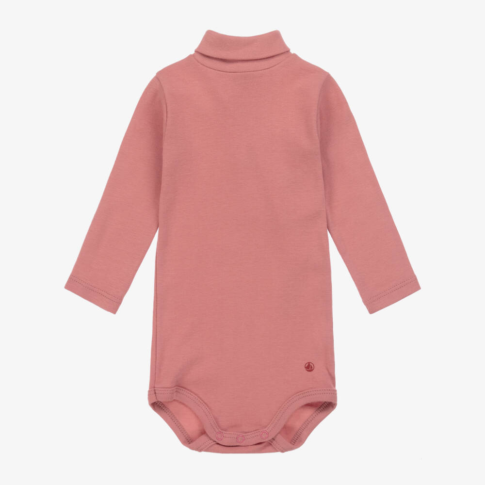 Petit Bateau-Girls Long Sleeve Pink Bodysuit | Childrensalon Outlet