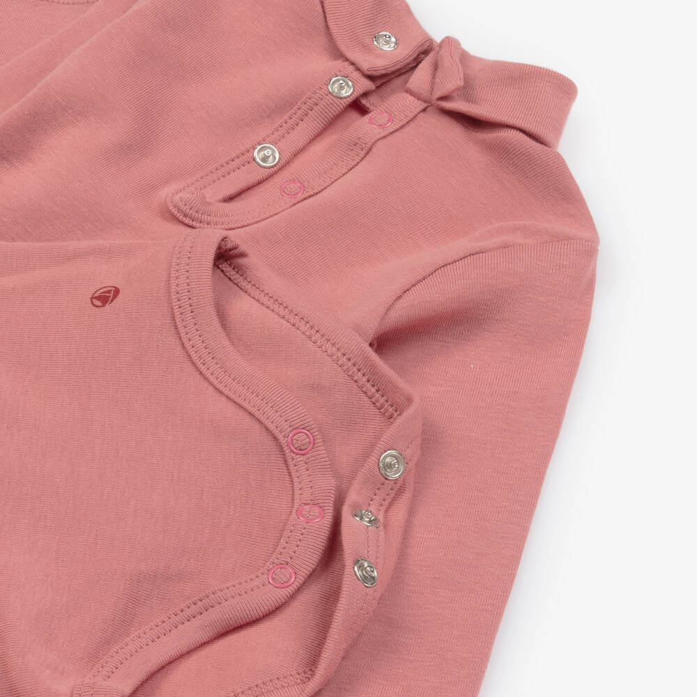 Petit Bateau-Girls Long Sleeve Pink Bodysuit | Childrensalon Outlet