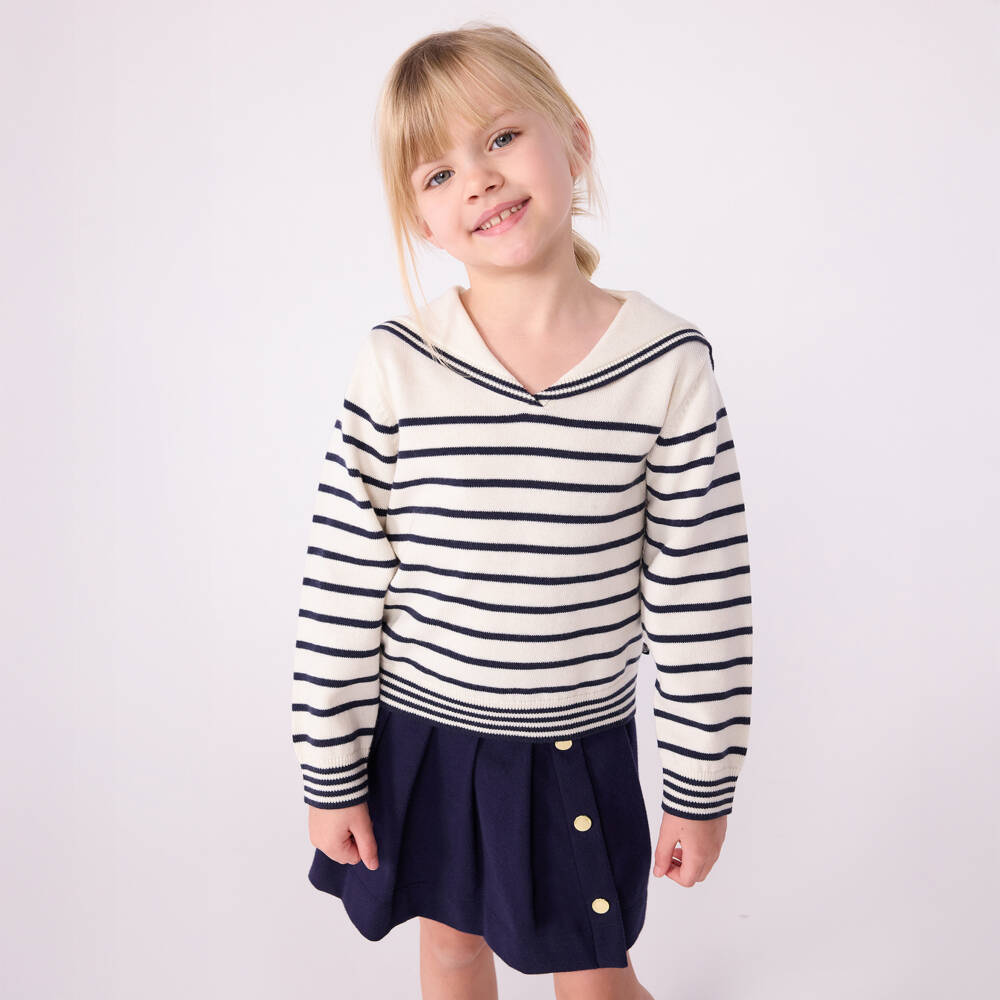 Petit Bateau-Girls Nautical Stripe Sailor Top | Childrensalon Outlet