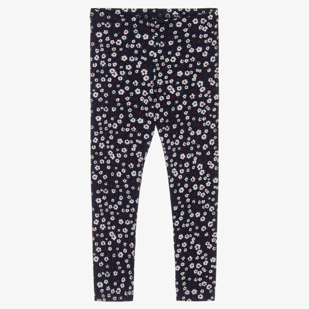 Petit Bateau-Girls Navy Blossom Leggings | Childrensalon Outlet