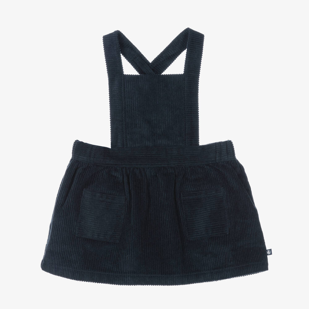 Petit Bateau - Navyblaues Latzkleid aus Cord | Childrensalon