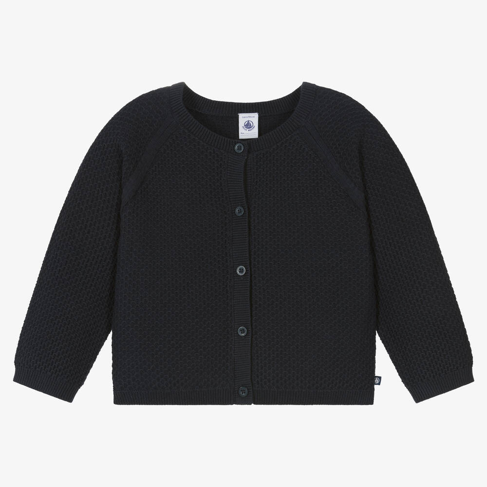 Petit Bateau - Cardigan bleu marine en coton Fille | Childrensalon