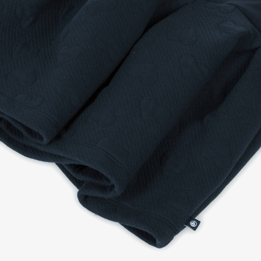 Petit Bateau-Girls Navy Blue Cotton Dress | Childrensalon Outlet