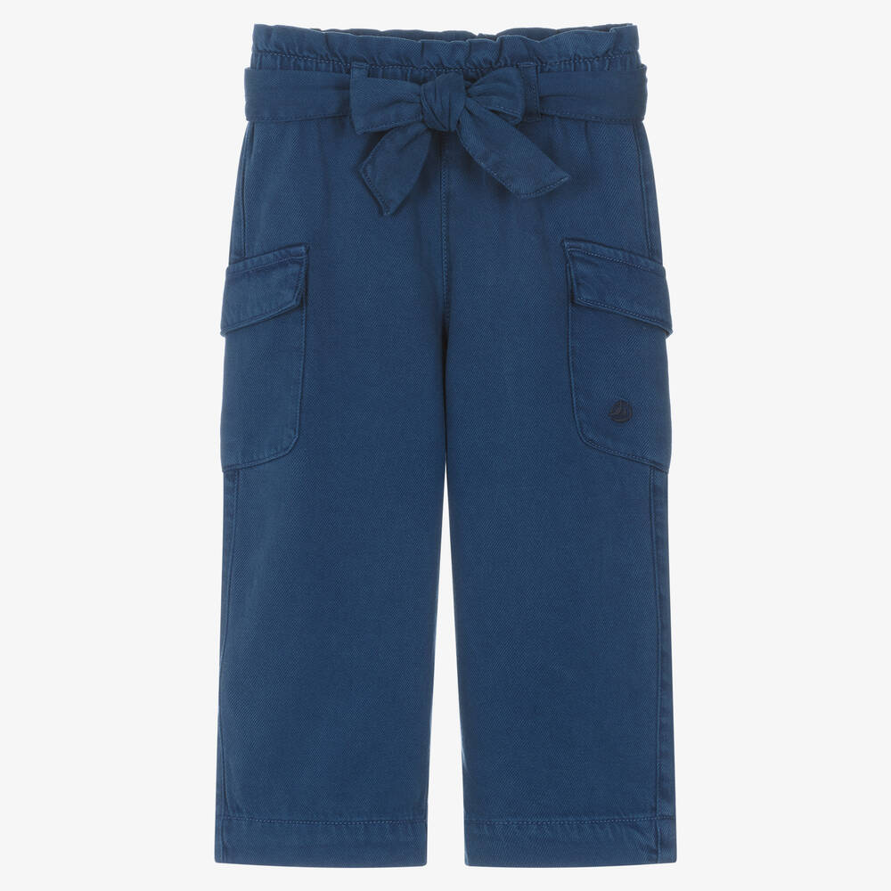 Petit Bateau - Girls Navy Blue Culotte Trousers | Childrensalon