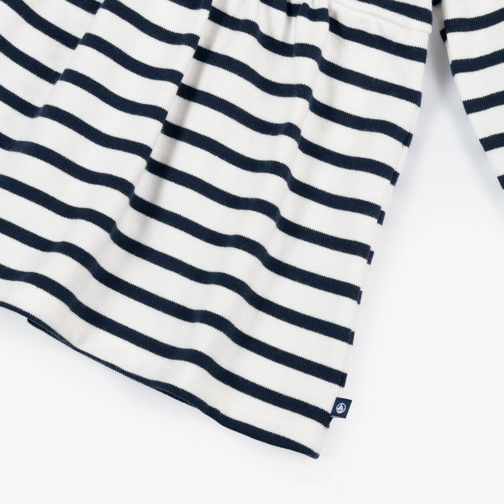 Petit Bateau-Girls Navy Blue & White Breton Stripe Dress | Childrensalon Outlet