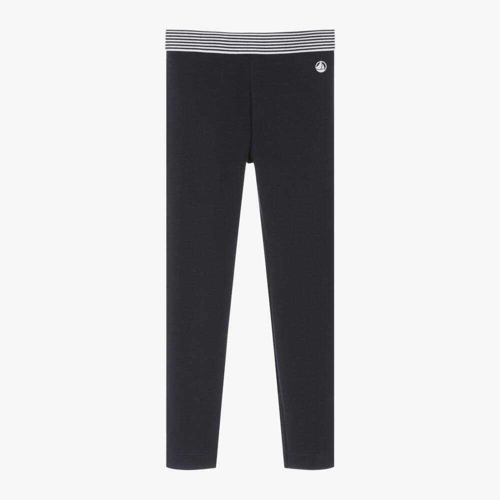Petit Bateau-Girls Navy Organic Cotton Leggings | Childrensalon Outlet