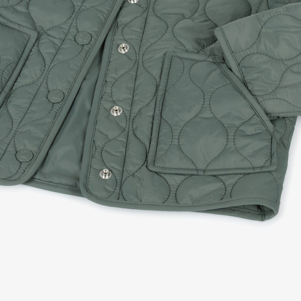 Petit Bateau-Girls Olive Quilted Coat | Childrensalon Outlet