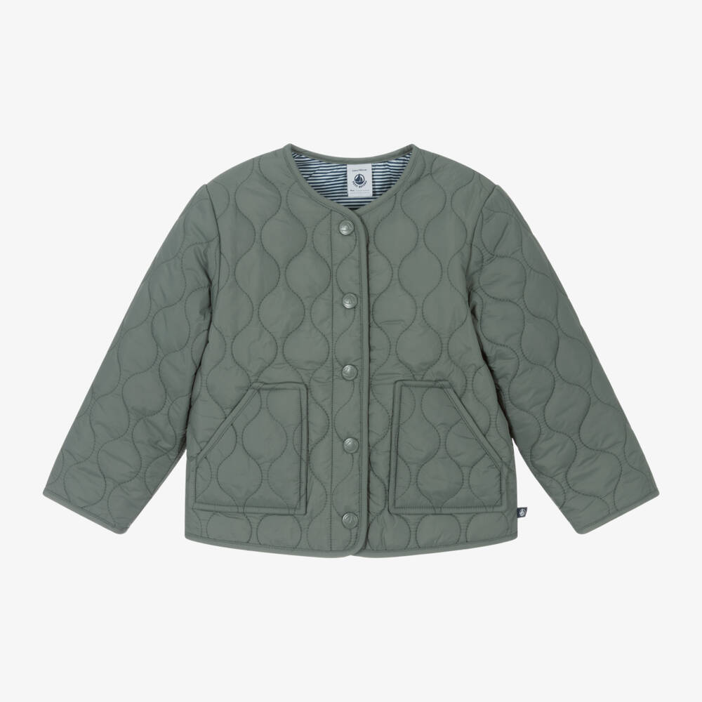 Petit Bateau-جاكيت مبطن لون أخضر للبنات | Childrensalon Outlet