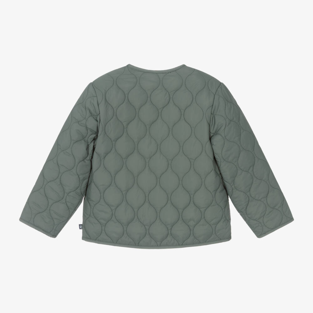 Petit Bateau-Girls Olive Quilted Coat | Childrensalon Outlet