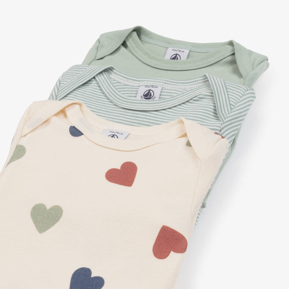 Petit Bateau-Girls Organic Cotton Bodysuit Trio | Childrensalon Outlet