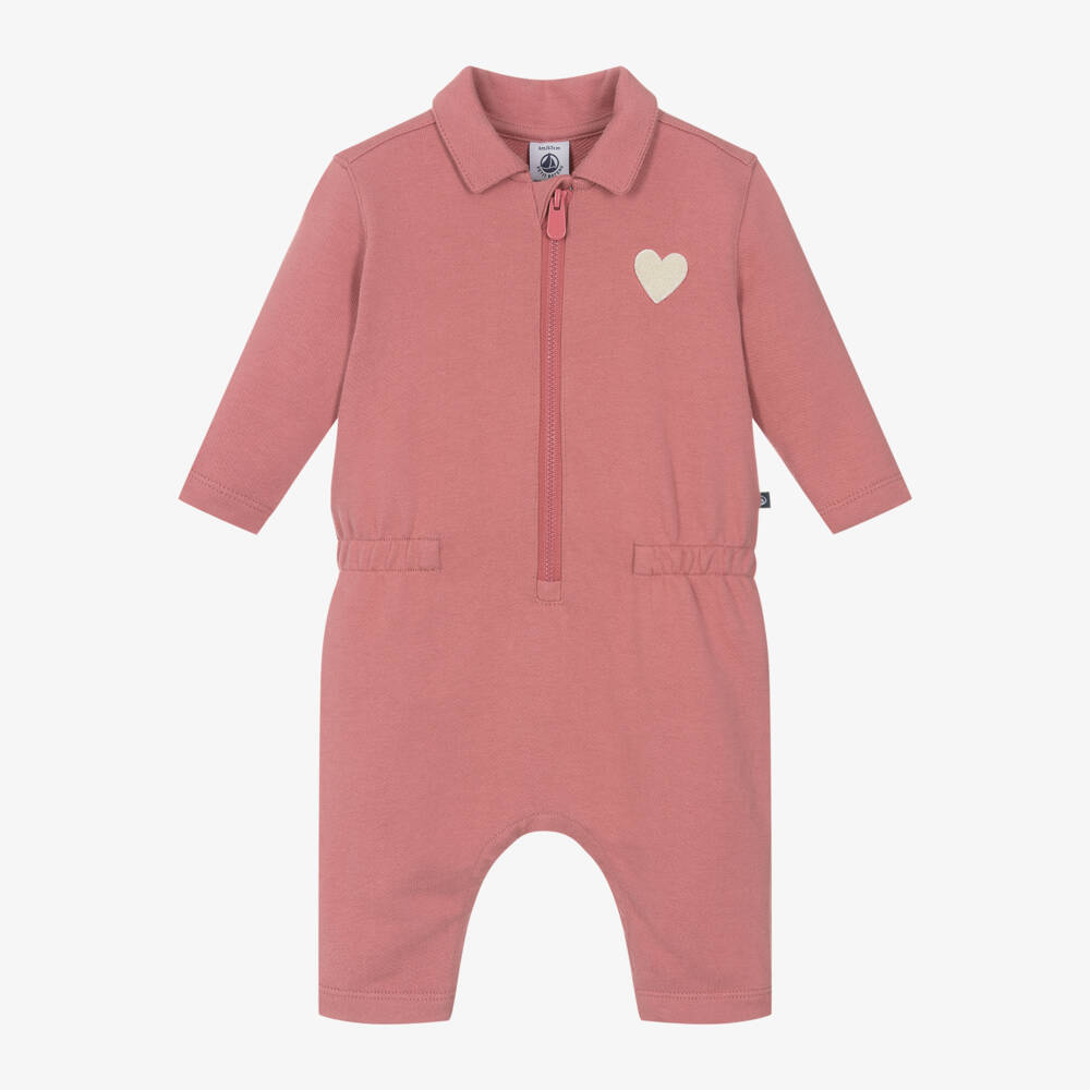 Petit Bateau-Girls Organic Cotton Pink Onesie | Childrensalon Outlet