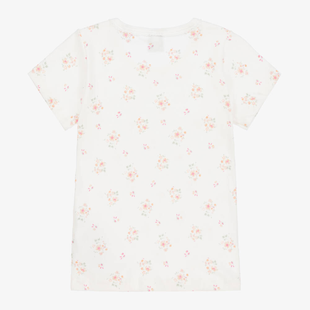 Petit Bateau-Розовая и белая футболка из органического хлопка для девочек (2шт.) | Childrensalon Outlet